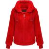imageBellivera Womens Faux Fur Coat Shearling Fluffy Fuzzy Shaggy Hood SherpaLined Fleece JacketRed Faux Fur