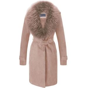 imageBellivera Women Faux Leather Trench Coat FleeceLined Midlength Jacket with Detachable Fur CollarLight Brown