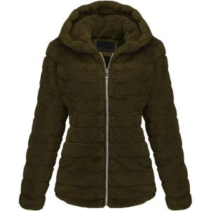 imageBellivera Womens Faux Fur Coat Shearling Fluffy Fuzzy Shaggy Hood SherpaLined Fleece JacketGreen