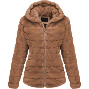 imageBellivera Womens Faux Fur Coat Shearling Fluffy Fuzzy Shaggy Hood SherpaLined Fleece JacketKhaki