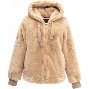 imageBellivera Womens Faux Fur Coat Shearling Fluffy Fuzzy Shaggy Hood SherpaLined Fleece JacketKhaki Faux Fur