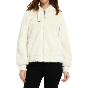 imageBellivera Womens Faux Fur Coat Shearling Fluffy Fuzzy Shaggy Hood SherpaLined Fleece JacketWhite Faux Fur