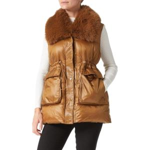 imageBellivera Womens Faux Fur Vest Sherpa Fleece Gilet Sleeveless Casual Hooded Jacket Shearling Warm Fluffy CoatChampagne Collar
