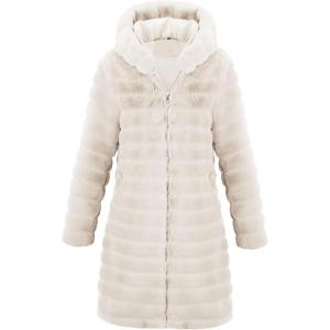 imageBellivera Womens Leopard Print Fleece Coat Spring and Winter Fashion Fuzzy Jacket Faux Fur Fluffy Cardigan OvercoatBeige a