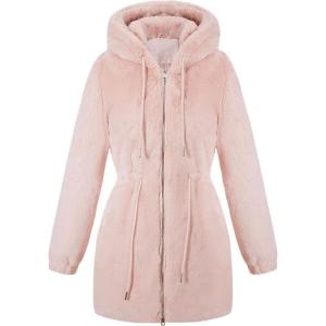 imageBellivera Womens Leopard Print Fleece Coat Spring and Winter Fashion Fuzzy Jacket Faux Fur Fluffy Cardigan OvercoatPink Faux Fur Coat