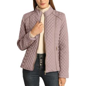 imageBellivera Womens Stand Collar Lightweight Quilted Puffer Jacket with Fleece lining for Fall and WinterPink
