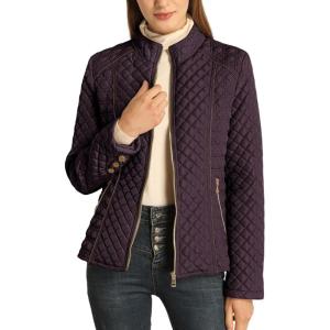 imageBellivera Womens Stand Collar Lightweight Quilted Puffer Jacket with Fleece lining for Fall and WinterPurple