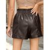 imageBellivera Women Faux Leather High Waist Stretchy Winter Motorcycle ShortsCoffee
