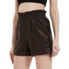 imageBellivera Women Faux Leather High Waist Stretchy Winter Motorcycle ShortsCoffee