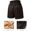 imageBellivera Women Faux Leather High Waist Stretchy Winter Motorcycle ShortsCoffee