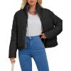imageBellivera Women Faux Leather Jacket Long Quilted Hood Puffer Winter CoatBlack Short