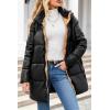imageBellivera Women Faux Leather Jacket Long Quilted Hood Puffer Winter CoatBlackkhaki