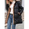 imageBellivera Women Faux Leather Jacket Long Quilted Hood Puffer Winter CoatBlackkhaki