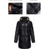 imageBellivera Women Faux Leather Jacket Long Quilted Hood Puffer Winter CoatBlackkhaki