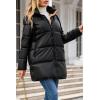 imageBellivera Women Faux Leather Jacket Long Quilted Hood Puffer Winter CoatBlackkhaki