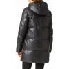 imageBellivera Women Faux Leather Jacket Long Quilted Hood Puffer Winter CoatBlackorange