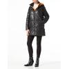 imageBellivera Women Faux Leather Jacket Long Quilted Hood Puffer Winter CoatBlackorange
