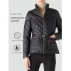 imageBellivera Women Lightweight Coat Short Quilted Puffer Long Sleeve Belted Jacket PocketsBlack With Belt