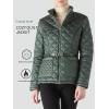 imageBellivera Women Lightweight Coat Short Quilted Puffer Long Sleeve Belted Jacket PocketsGreen With Belt