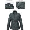 imageBellivera Women Lightweight Coat Short Quilted Puffer Long Sleeve Belted Jacket PocketsGreen With Belt