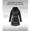 imageBellivera Women Puffer Jacket Reversible Spring and Winter Fashion Warm Quilted Long Hooded Padded Bubble CoatBlack