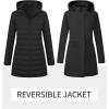 imageBellivera Women Puffer Jacket Reversible Spring and Winter Fashion Warm Quilted Long Hooded Padded Bubble CoatBlack Parka