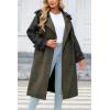 imageBellivera Women Trench Coat Long Loose Jacket Faux PU Leather Oversize Classic Lapel Overcoat with BeltArmygreen Trench