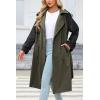 imageBellivera Women Trench Coat Long Loose Jacket Faux PU Leather Oversize Classic Lapel Overcoat with BeltArmygreen Trench