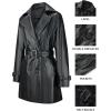 imageBellivera Women Trench Coat Long Loose Jacket Faux PU Leather Oversize Classic Lapel Overcoat with BeltBlack Double Breasted