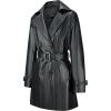 imageBellivera Women Trench Coat Long Loose Jacket Faux PU Leather Oversize Classic Lapel Overcoat with BeltBlack Double Breasted