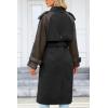 imageBellivera Women Trench Coat Long Loose Jacket Faux PU Leather Oversize Classic Lapel Overcoat with BeltBlack Windproof