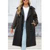 imageBellivera Women Trench Coat Long Loose Jacket Faux PU Leather Oversize Classic Lapel Overcoat with BeltBlack Windproof