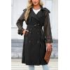 imageBellivera Women Trench Coat Long Loose Jacket Faux PU Leather Oversize Classic Lapel Overcoat with BeltBlack Windproof