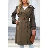 imageBellivera Women Trench Coat Long Loose Jacket Faux PU Leather Oversize Classic Lapel Overcoat with BeltCoffee Trench