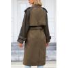 imageBellivera Women Trench Coat Long Loose Jacket Faux PU Leather Oversize Classic Lapel Overcoat with BeltCoffee Trench