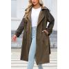 imageBellivera Women Trench Coat Long Loose Jacket Faux PU Leather Oversize Classic Lapel Overcoat with BeltCoffee Trench