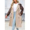 imageBellivera Women Trench Coat Long Loose Jacket Faux PU Leather Oversize Classic Lapel Overcoat with BeltKhaki Trench
