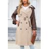 imageBellivera Women Trench Coat Long Loose Jacket Faux PU Leather Oversize Classic Lapel Overcoat with BeltKhaki Trench