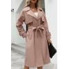 imageBellivera Women Trench Coat Long Loose Jacket Faux PU Leather Oversize Classic Lapel Overcoat with BeltPink