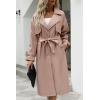 imageBellivera Women Trench Coat Long Loose Jacket Faux PU Leather Oversize Classic Lapel Overcoat with BeltPink