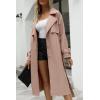 imageBellivera Women Trench Coat Long Loose Jacket Faux PU Leather Oversize Classic Lapel Overcoat with BeltPink