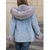 imageBellivera Women Twill Parka Jacket Winter Fashion Warm Long Hood Coat with Faux Fur CollarBlack Faux Fur Jean Outerwear