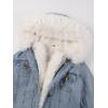 imageBellivera Women Twill Parka Jacket Winter Fashion Warm Long Hood Coat with Faux Fur CollarBlue Faux Fur Jean Outerwear