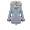 imageBellivera Women Twill Parka Jacket Winter Fashion Warm Long Hood Coat with Faux Fur CollarGrey Sherpa Fleece Jean Jackets