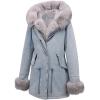imageBellivera Women Twill Parka Jacket Winter Fashion Warm Long Hood Coat with Faux Fur CollarGrey Sherpa Fleece Jean Jackets
