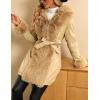 imageBellivera Womens Faux Leather Fleece Lined Coat Winter Hooded Zipup Parka with BeltKhaki Fur