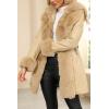imageBellivera Womens Faux Leather Fleece Lined Coat Winter Hooded Zipup Parka with BeltKhaki Fur