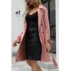 imageBellivera Womens Faux Suede Leather Jacket Spring and Winter Fashion Long Trench Coat Lightweight WindbreakerPink