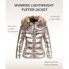 imageBellivera Womens Lightweight Puffer Jacket Winter Coats for Women Warm Quilted Bubble Padded Hood Coat with Faux Fur CollarGold