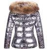imageBellivera Womens Lightweight Puffer Jacket Winter Coats for Women Warm Quilted Bubble Padded Hood Coat with Faux Fur CollarSliver